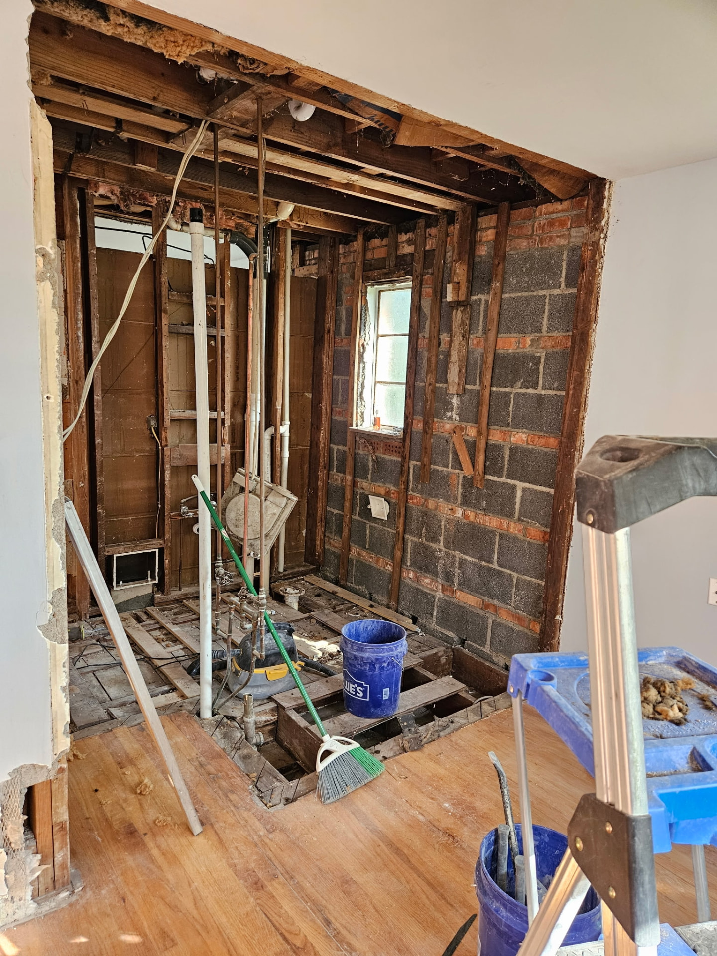 Bathroom demolition down to the studs and subfloor